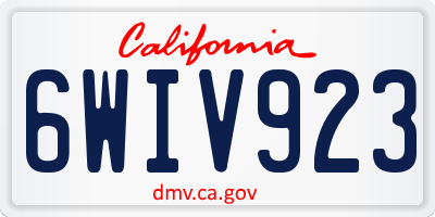 CA license plate 6WIV923