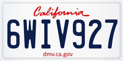 CA license plate 6WIV927