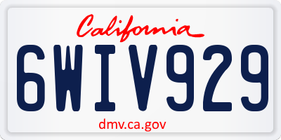 CA license plate 6WIV929