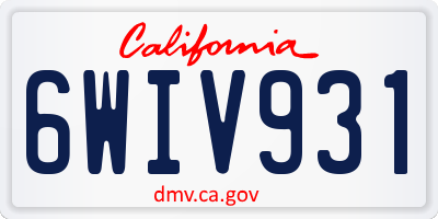 CA license plate 6WIV931