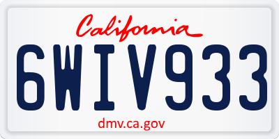 CA license plate 6WIV933