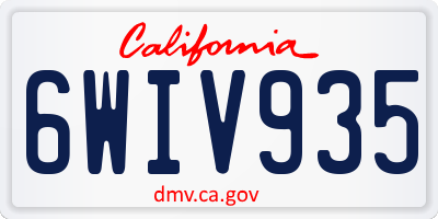 CA license plate 6WIV935