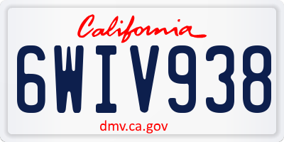 CA license plate 6WIV938