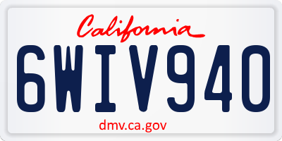 CA license plate 6WIV940