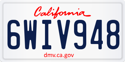 CA license plate 6WIV948