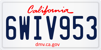 CA license plate 6WIV953
