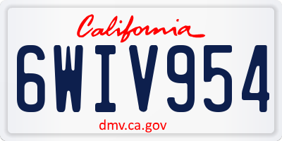 CA license plate 6WIV954
