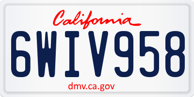 CA license plate 6WIV958