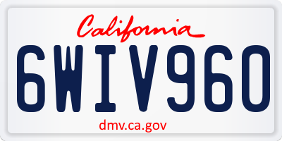 CA license plate 6WIV960