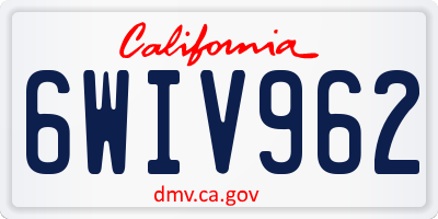 CA license plate 6WIV962