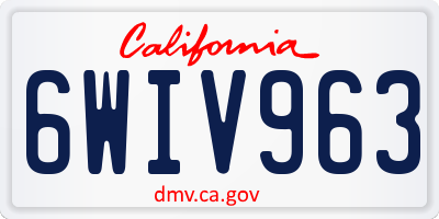 CA license plate 6WIV963