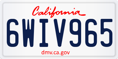 CA license plate 6WIV965