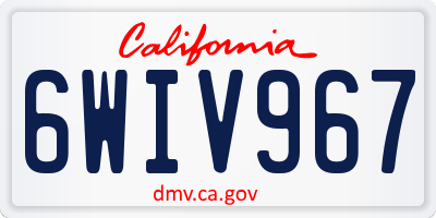 CA license plate 6WIV967