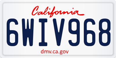 CA license plate 6WIV968