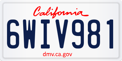 CA license plate 6WIV981