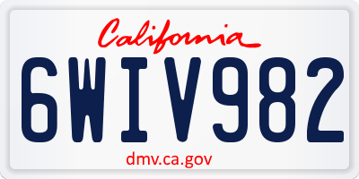 CA license plate 6WIV982