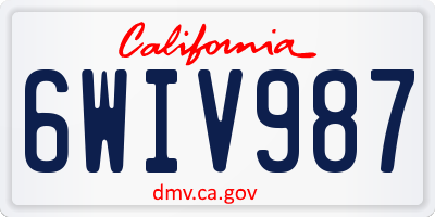 CA license plate 6WIV987