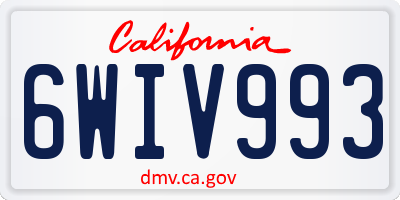 CA license plate 6WIV993