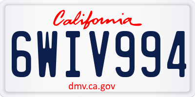 CA license plate 6WIV994