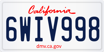 CA license plate 6WIV998