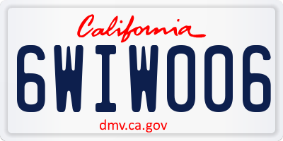 CA license plate 6WIW006