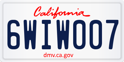 CA license plate 6WIW007