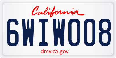 CA license plate 6WIW008