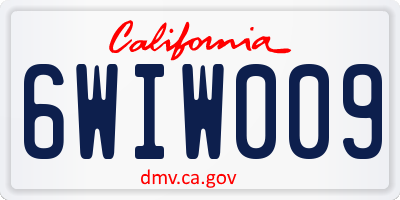 CA license plate 6WIW009