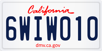 CA license plate 6WIW010