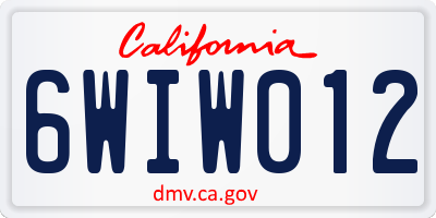 CA license plate 6WIW012