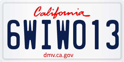 CA license plate 6WIW013