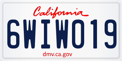 CA license plate 6WIW019