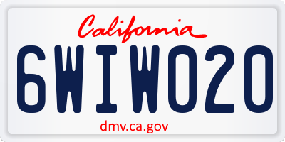 CA license plate 6WIW020