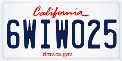 CA license plate 6WIW025