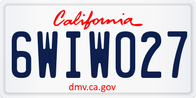 CA license plate 6WIW027