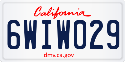 CA license plate 6WIW029