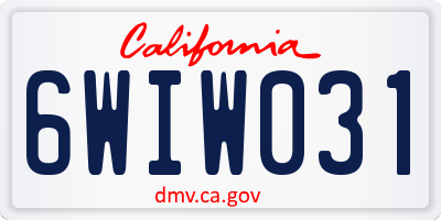 CA license plate 6WIW031