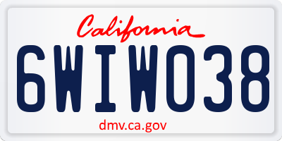 CA license plate 6WIW038