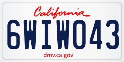 CA license plate 6WIW043