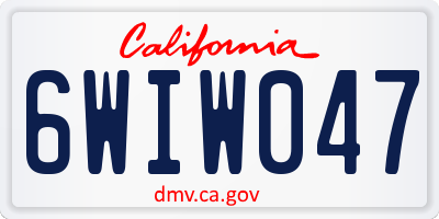 CA license plate 6WIW047