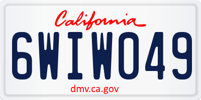 CA license plate 6WIW049