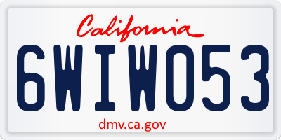 CA license plate 6WIW053