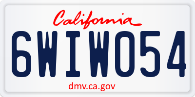 CA license plate 6WIW054