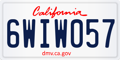 CA license plate 6WIW057