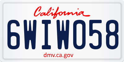 CA license plate 6WIW058