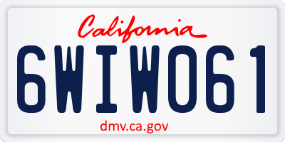 CA license plate 6WIW061
