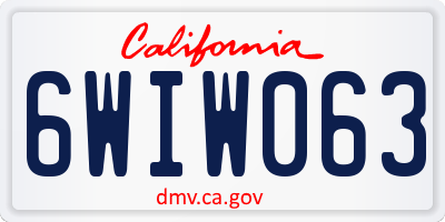 CA license plate 6WIW063