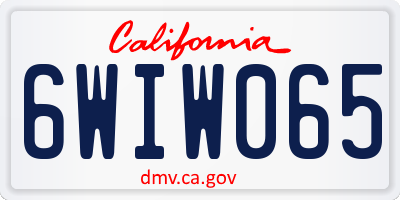 CA license plate 6WIW065