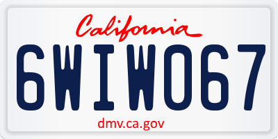 CA license plate 6WIW067