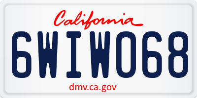 CA license plate 6WIW068